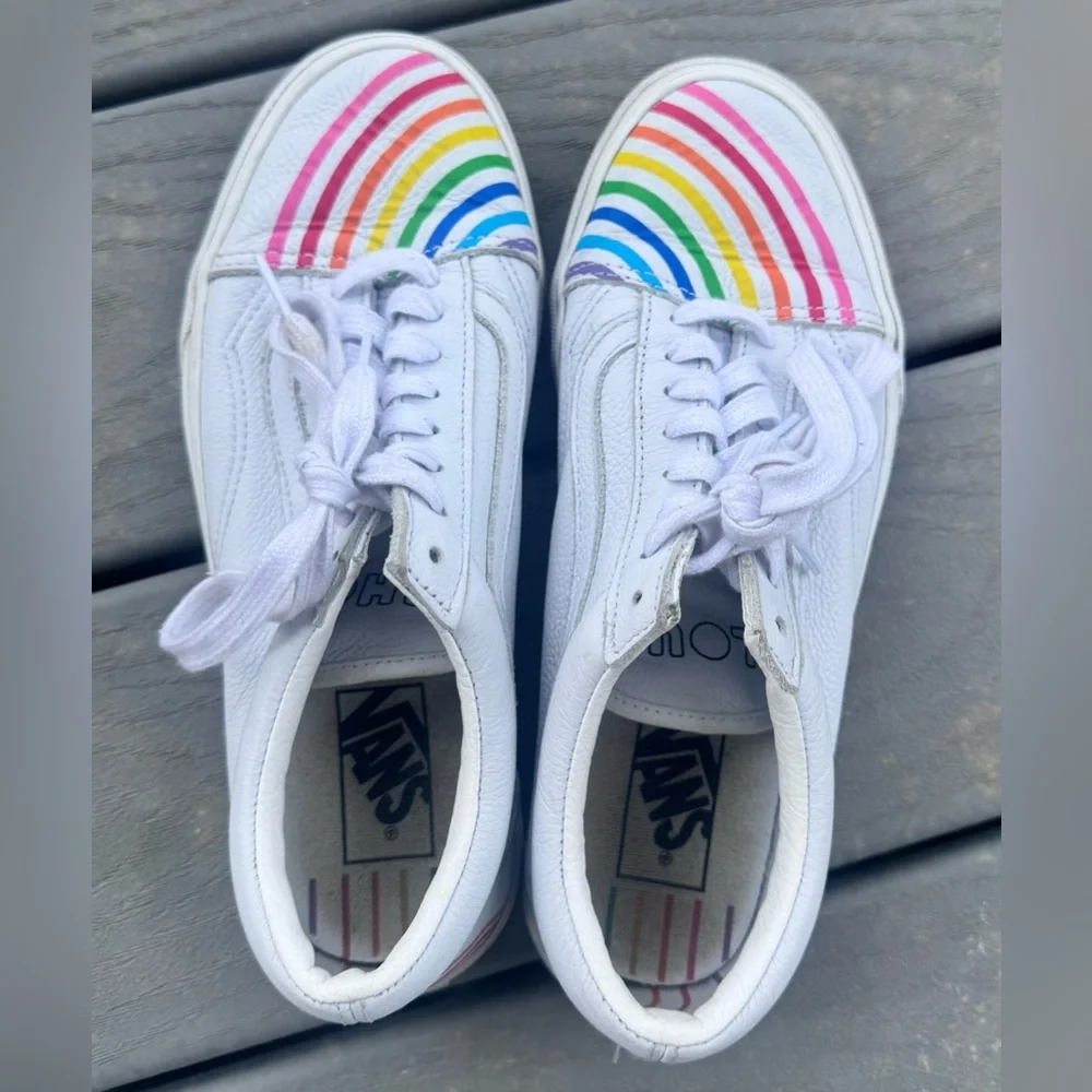 Vans Old Skool Leather Flour Shop Rainbow shoes size 9